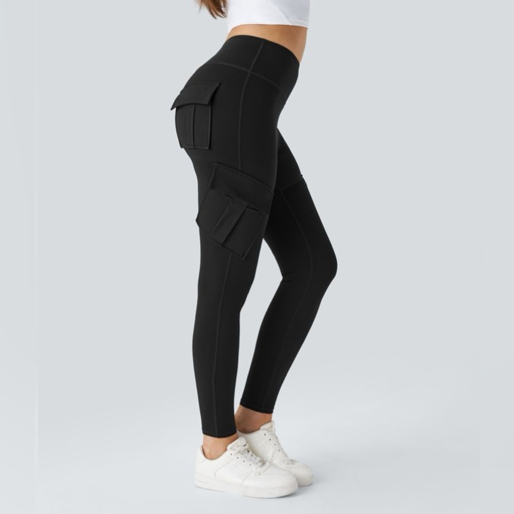 High Waisted Cargo Pocket Skinny‎ Yoga Leggings - Picture 3 of 4